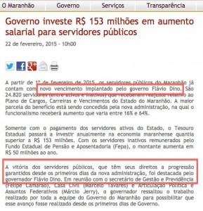 No site do governo, mérito de Flávio Dino