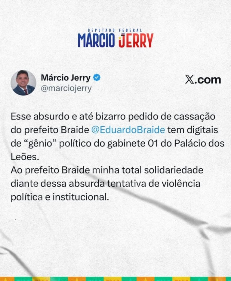 Jerry também critica pedido de cassação de Braide e aponta “digital” do Palácio dos Leões