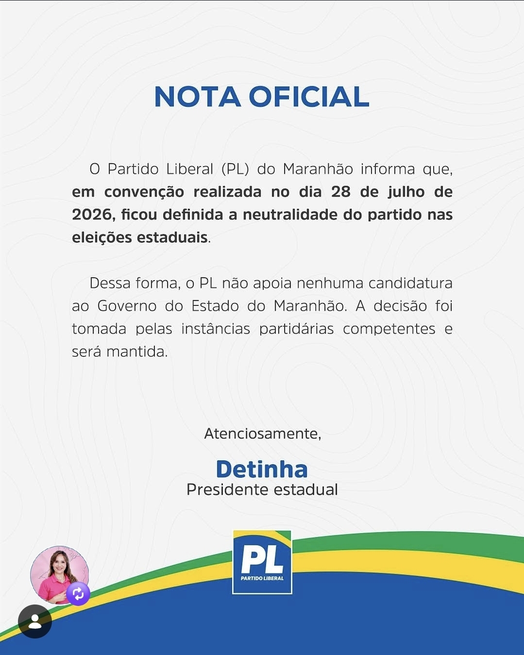 PL confirma neutralidade na disputa pelo Governo do Maranhão - Gilberto Léda